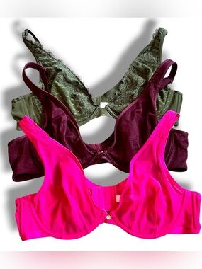 Cacique 42C Unlined High Apex Plunge Bra Mesh Underwired Lot Of 3 NWOT C-8